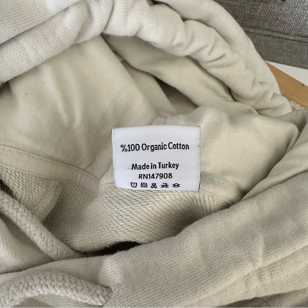Outdoor Voices Organic Cotton Terry Hoodie Size XS Neutral Off White Athletic - Picture 6 of 6